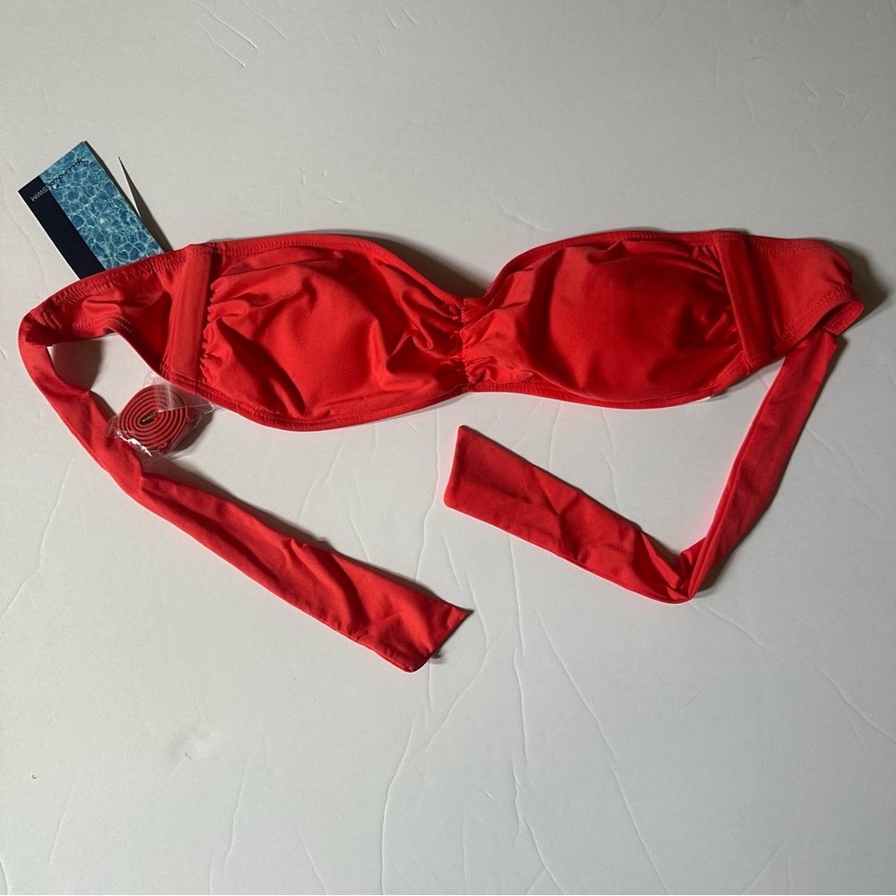 Splendid NEW Bandeau Red Bikini Top adjustable removable halter size XS